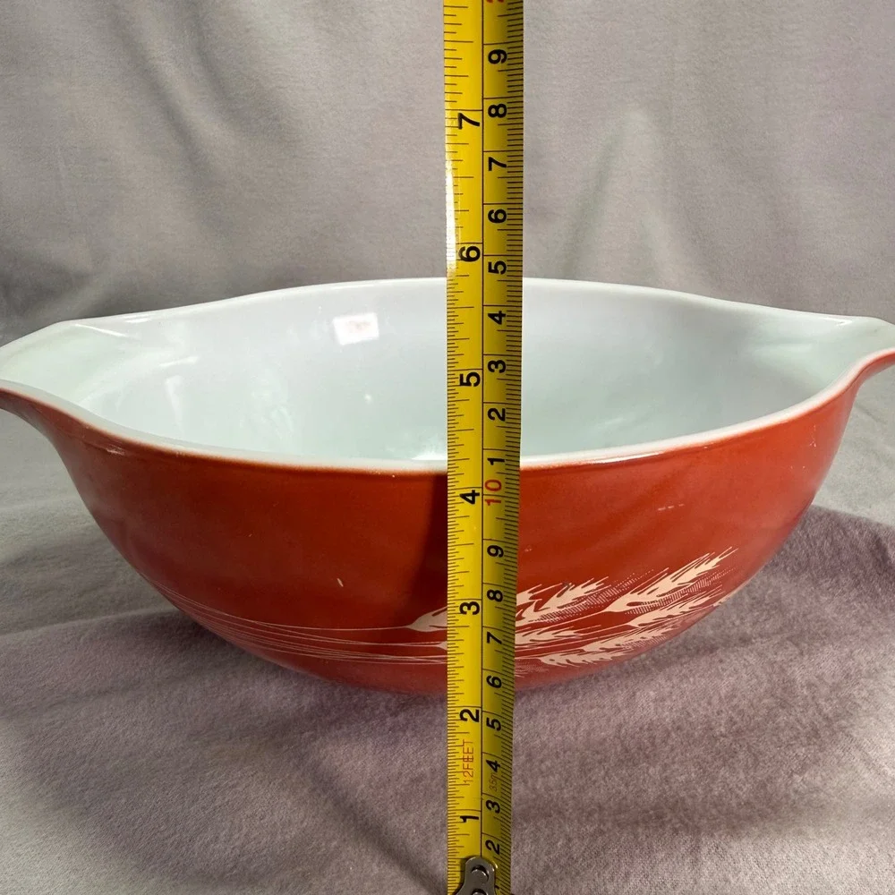 PYREX Autumn Harvest Wheat Cinderella Mixing Bowl 444 Rust Orange Vintage 4 QT